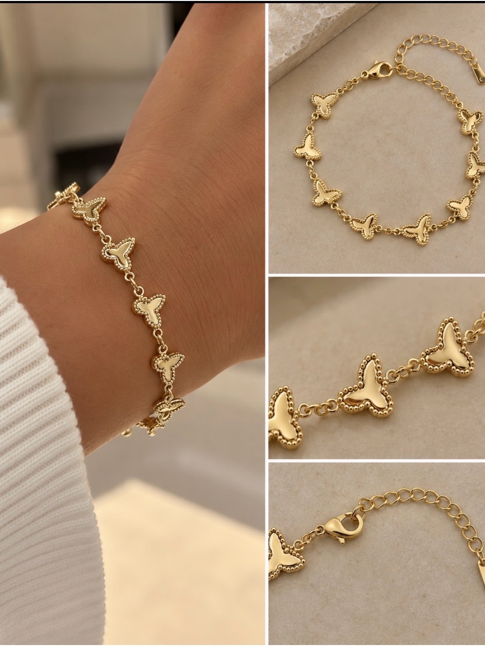 Gold Butterfly Link Bracelet - Women's Jewelry